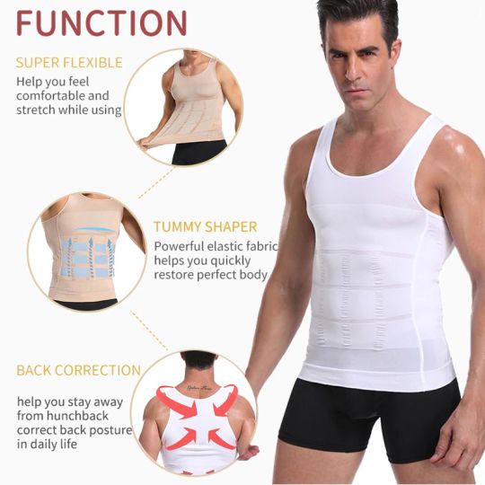 AIXINTE Men Slimming Vest for Weight Loss Body Shaper Compression  Undershirt Tank Top Shapewear, White Sleeves, XL price in UAE,  UAE